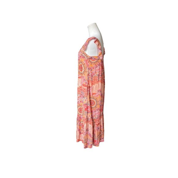 Knox Rose Boho Paisley Sleeveless Midi Dress Size S‎ Flutter Sleeve Brown - Picture 7 of 8